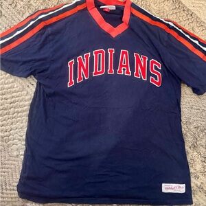 Nostalgia Mitchell and Ness Cleveland Indians Jersey tshirt.
